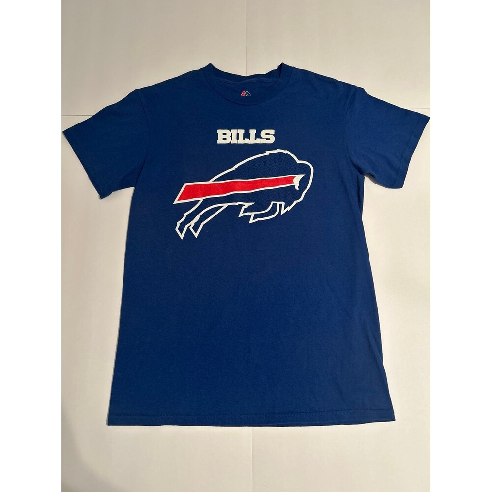 Majestic Buffalo Bills NFL Men’s Blue Official Logo Graphic T-Shirt – Adult Smal